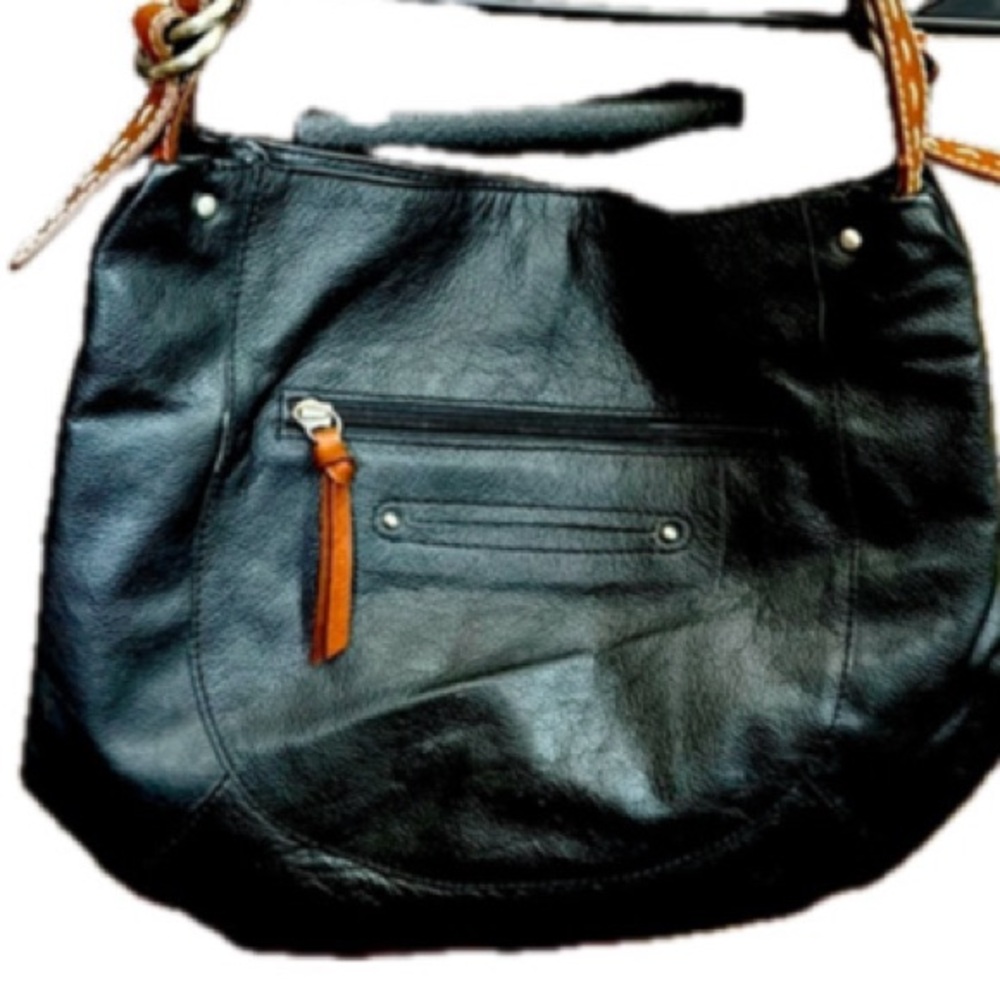 Nino BOSSI Black Leather Hobo Bag
